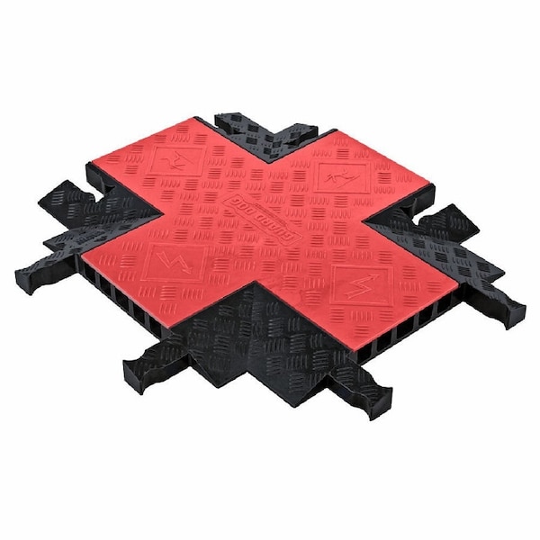 Cable Protector Intersection, 1-7/8 in H, 28-1/2 in L, 19-3/4 in W, 5 Channel, Polyurethane